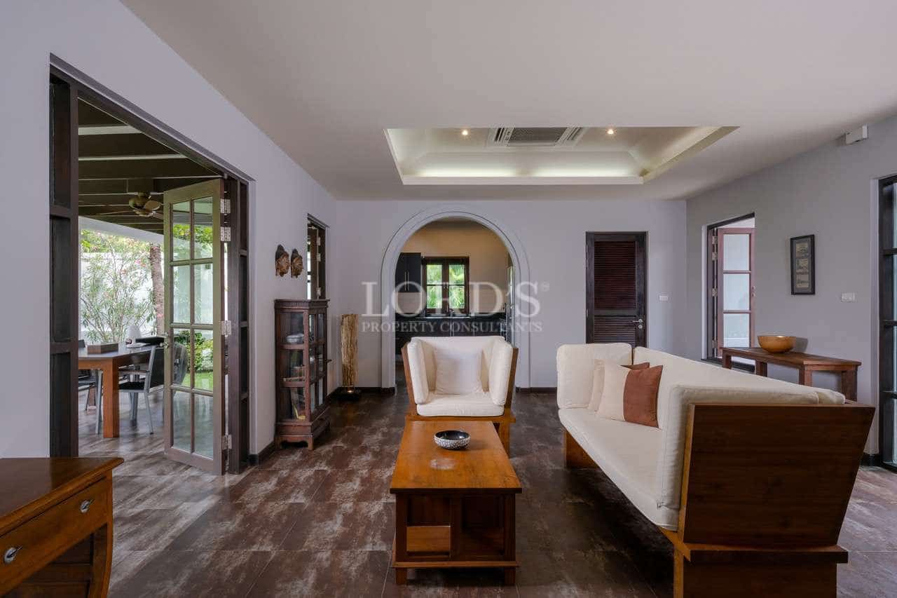 Modern living room with wooden furniture