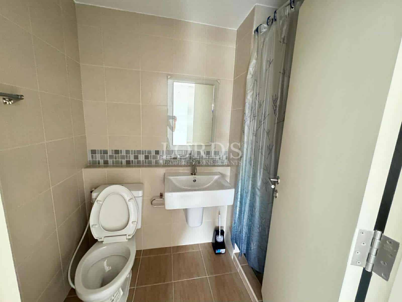 Clean modern bathroom with shower