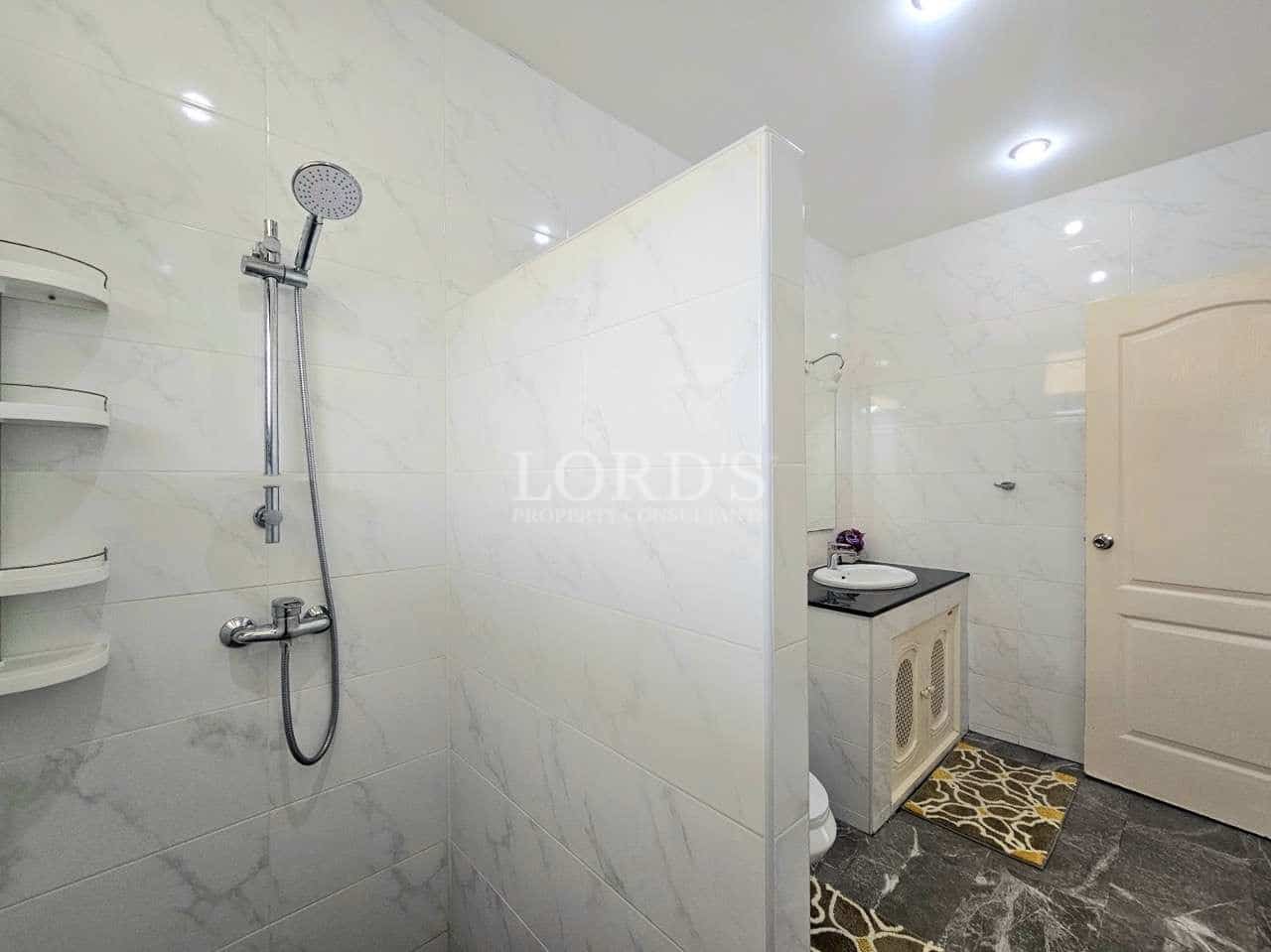 Modern bathroom with shower and sink