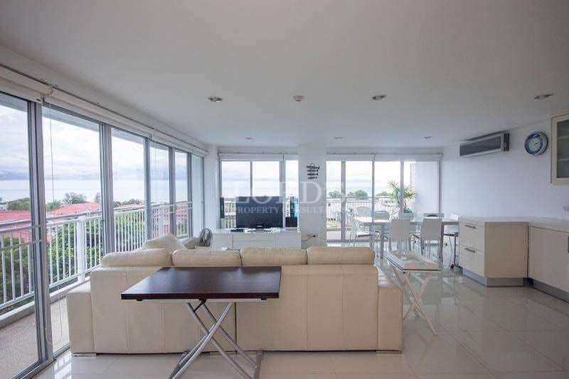 Modern living room with ocean view