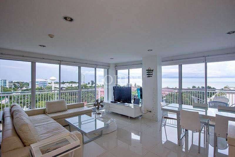 Modern living room with ocean view