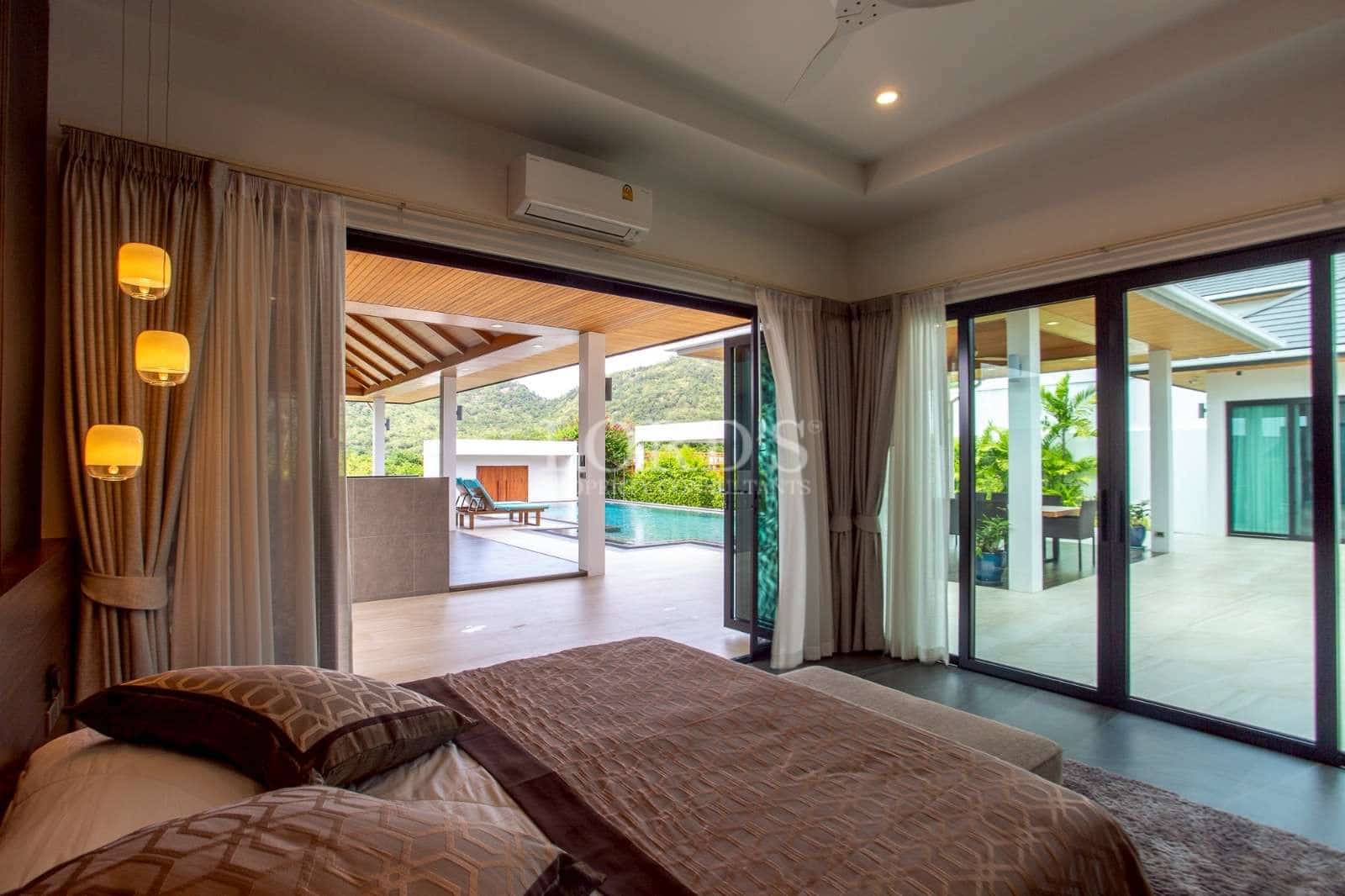 Modern bedroom with outdoor view
