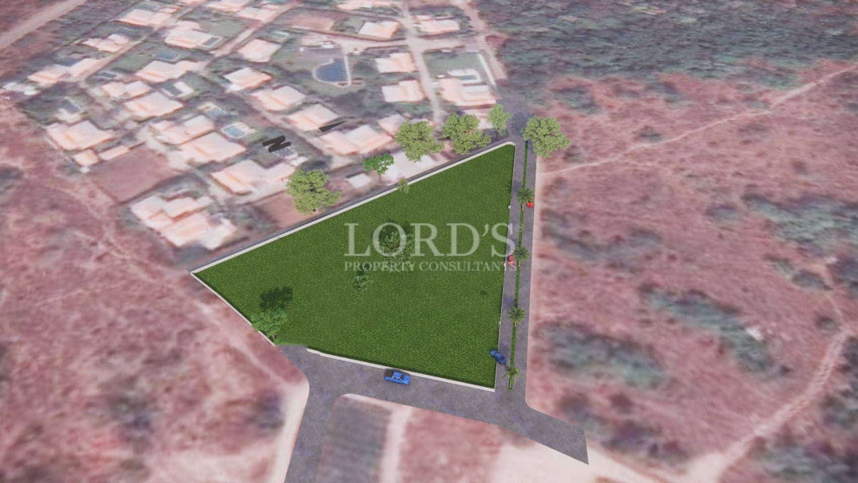 Aerial view of a property lot.