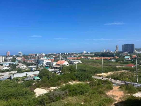 Urban landscape under clear blue sky