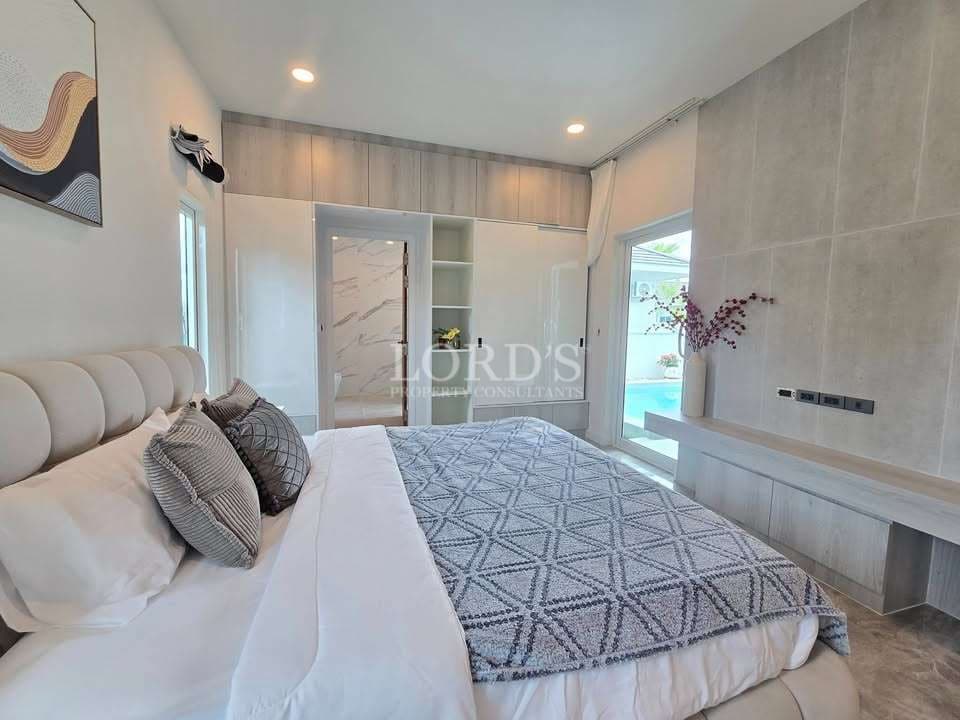 Modern bedroom with stylish decor.