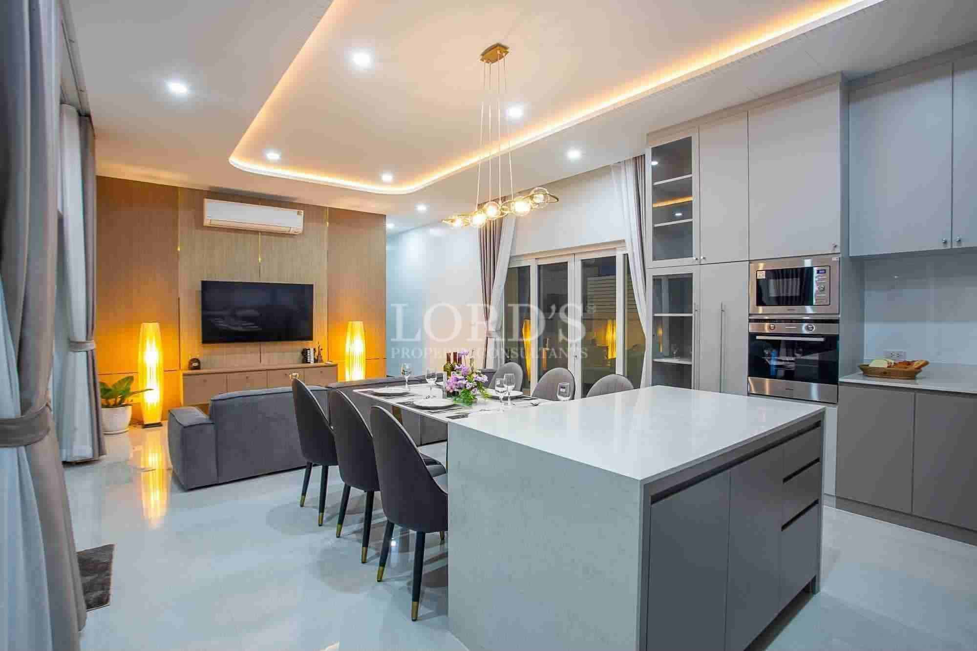 Modern kitchen and dining area