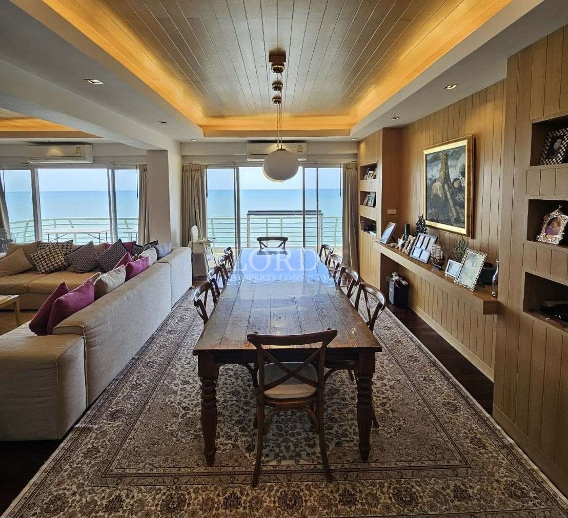 Modern dining area with ocean view