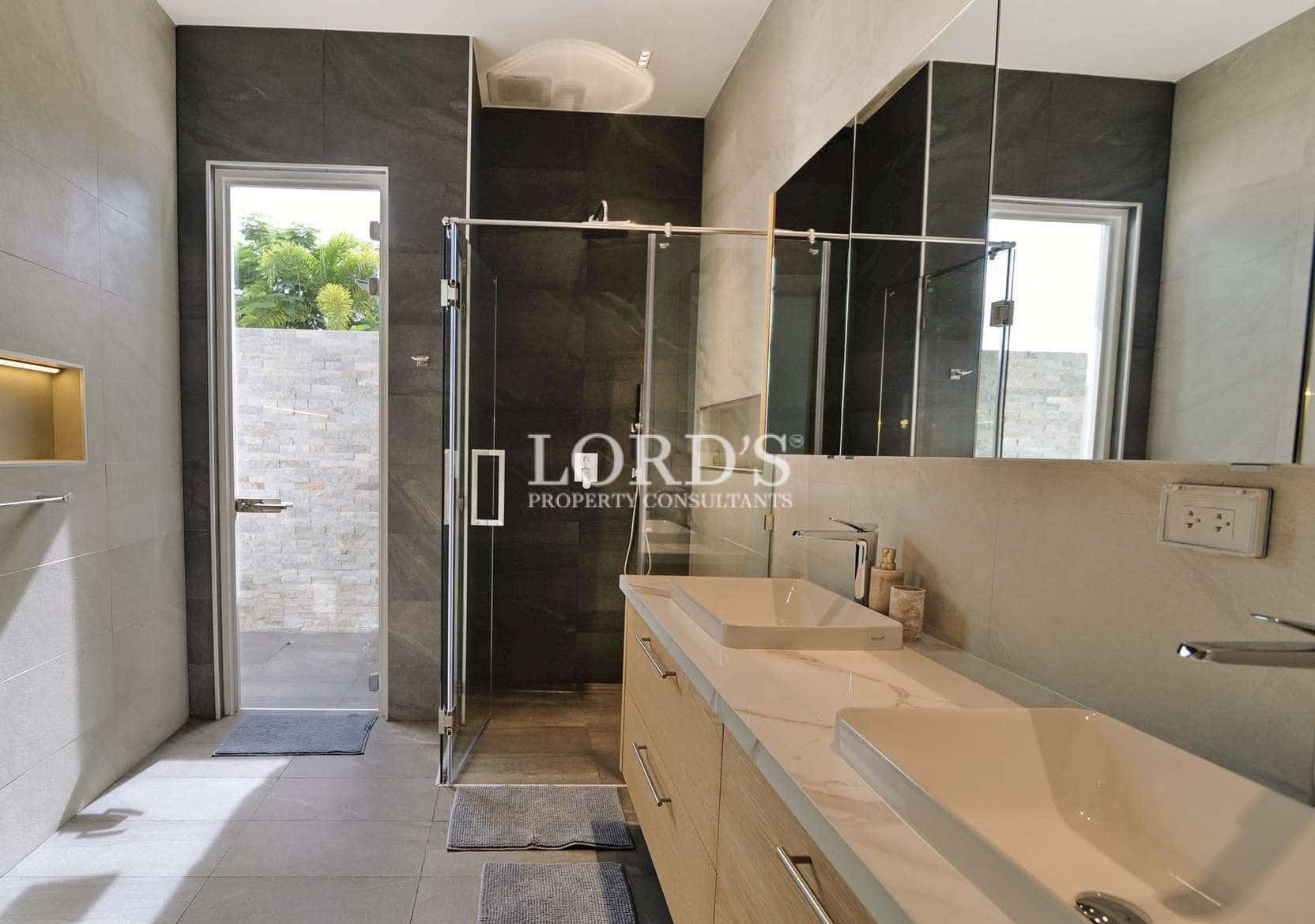 Modern bathroom with glass shower