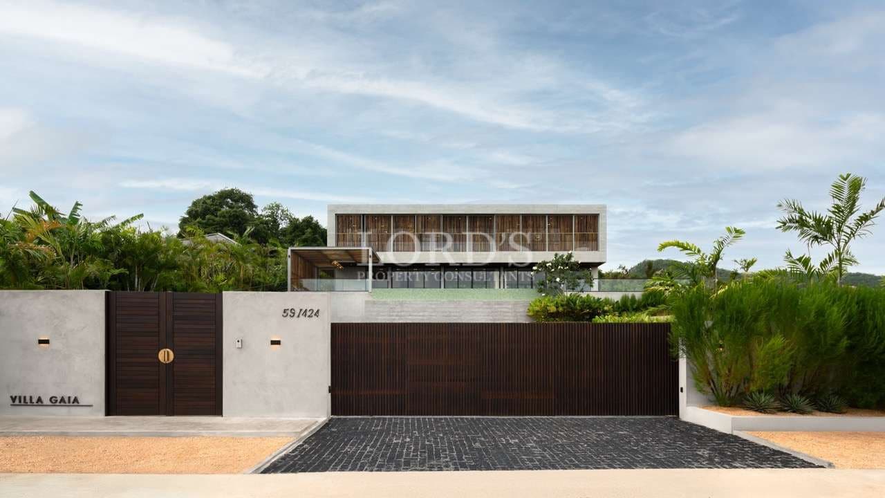 Modern villa with lush surroundings