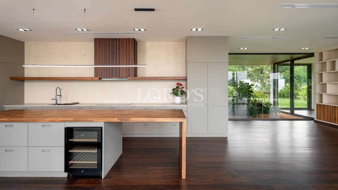 Modern kitchen with wooden accents