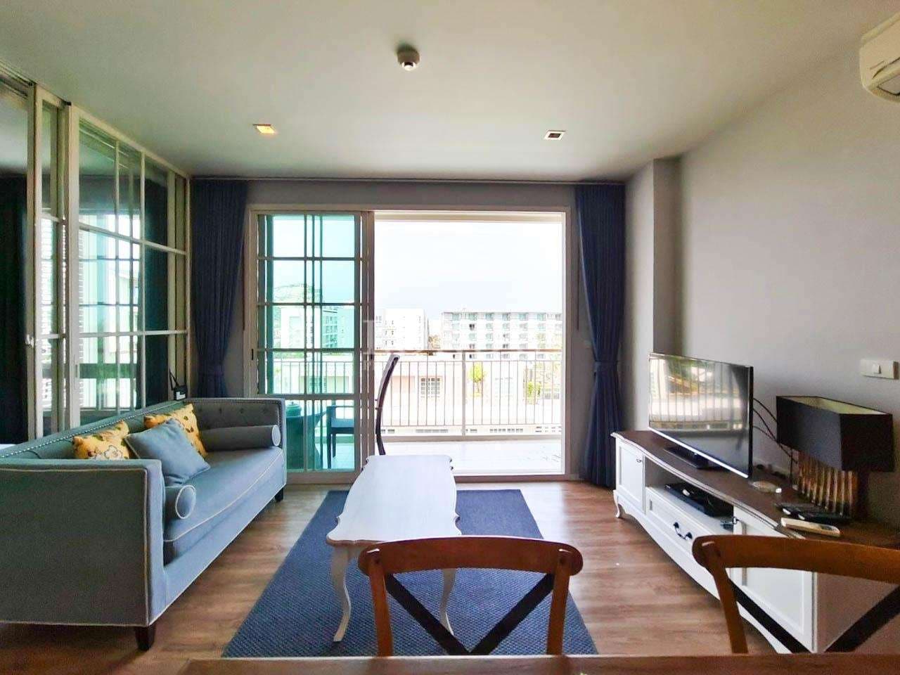 Modern living room with balcony view