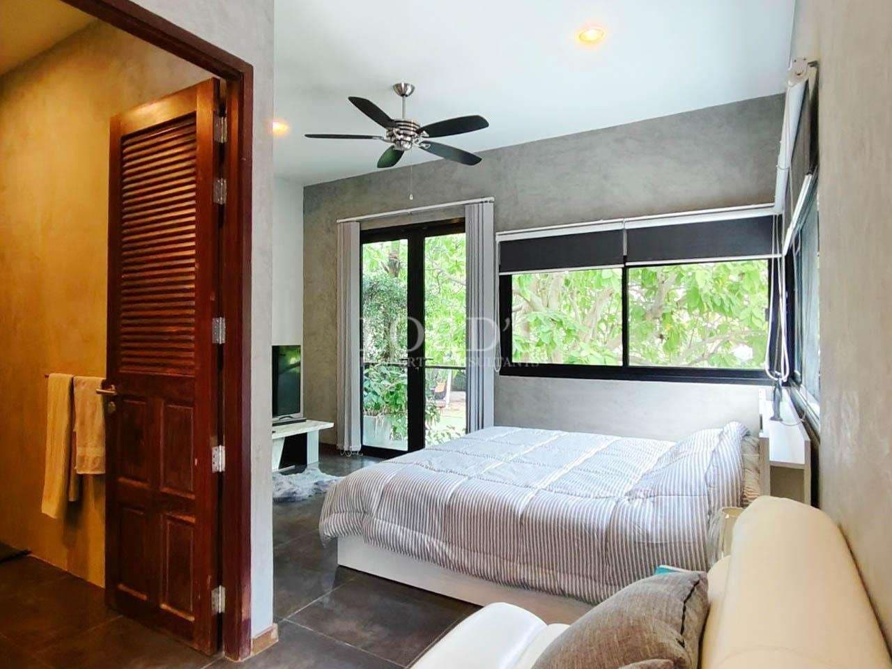 Modern bedroom with natural light