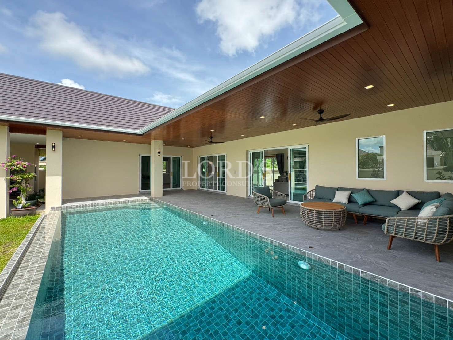 Modern house with pool and patio