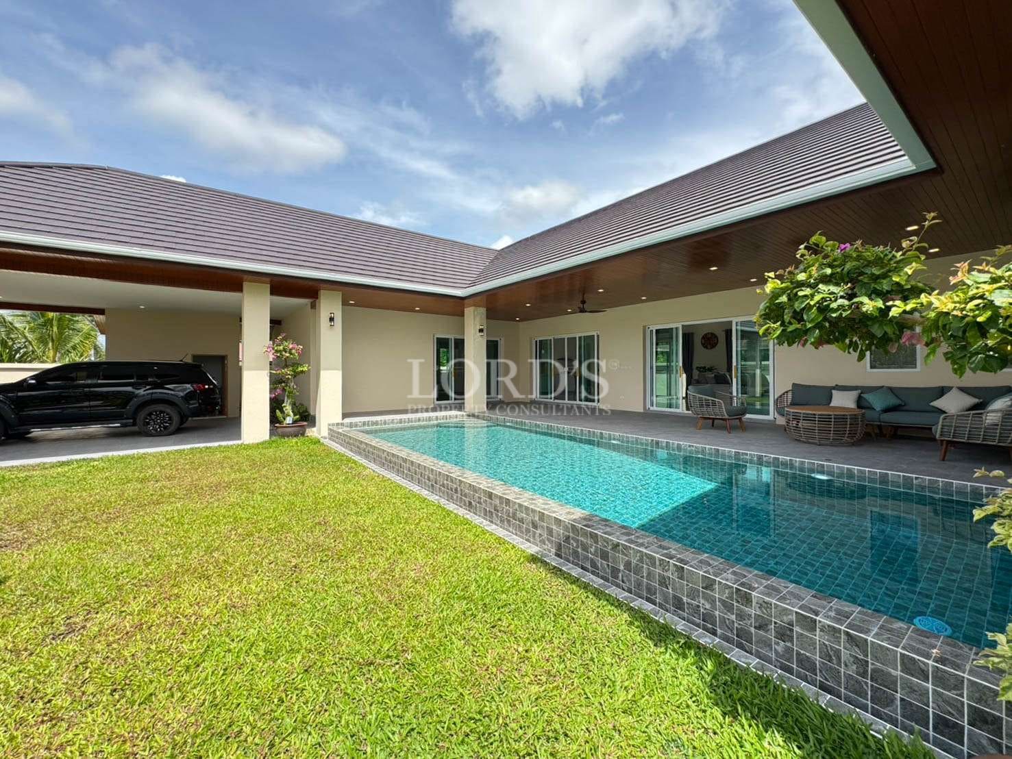 Modern house with pool and garden
