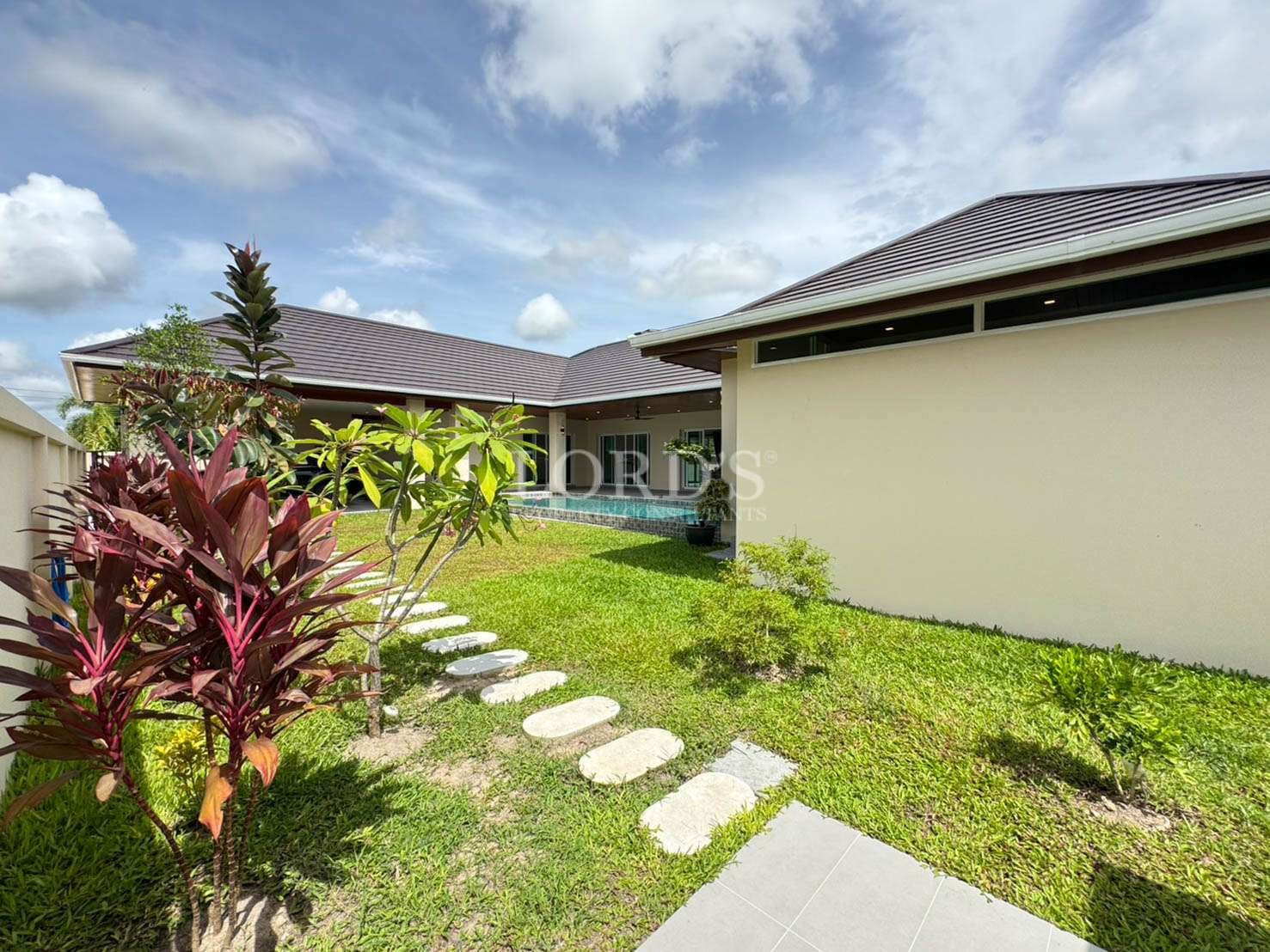 Modern house with landscaped garden