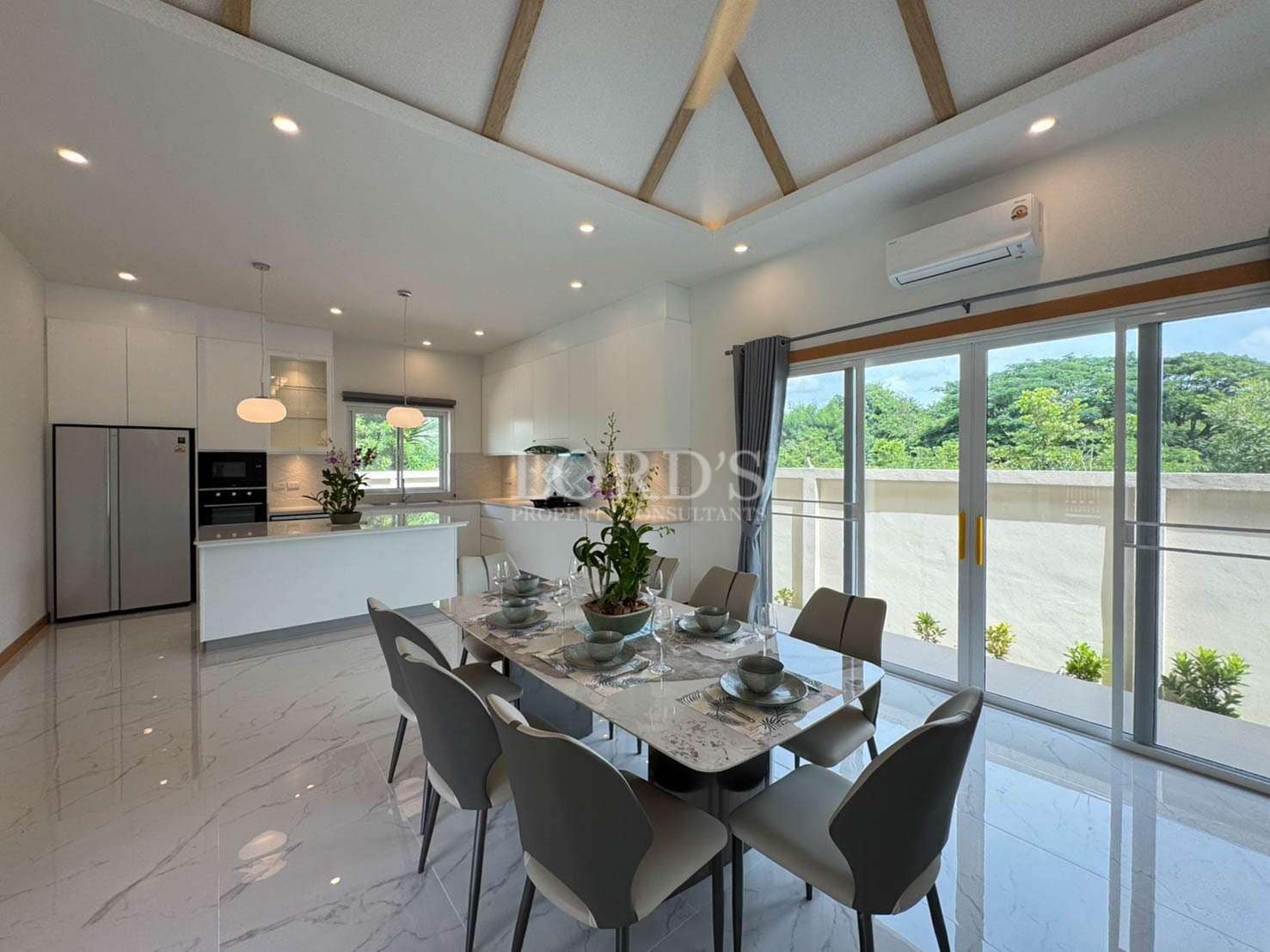 Modern kitchen and dining area