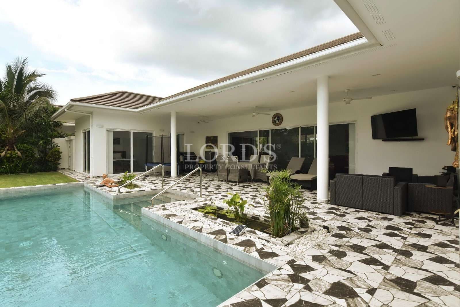 Modern house with pool and patio