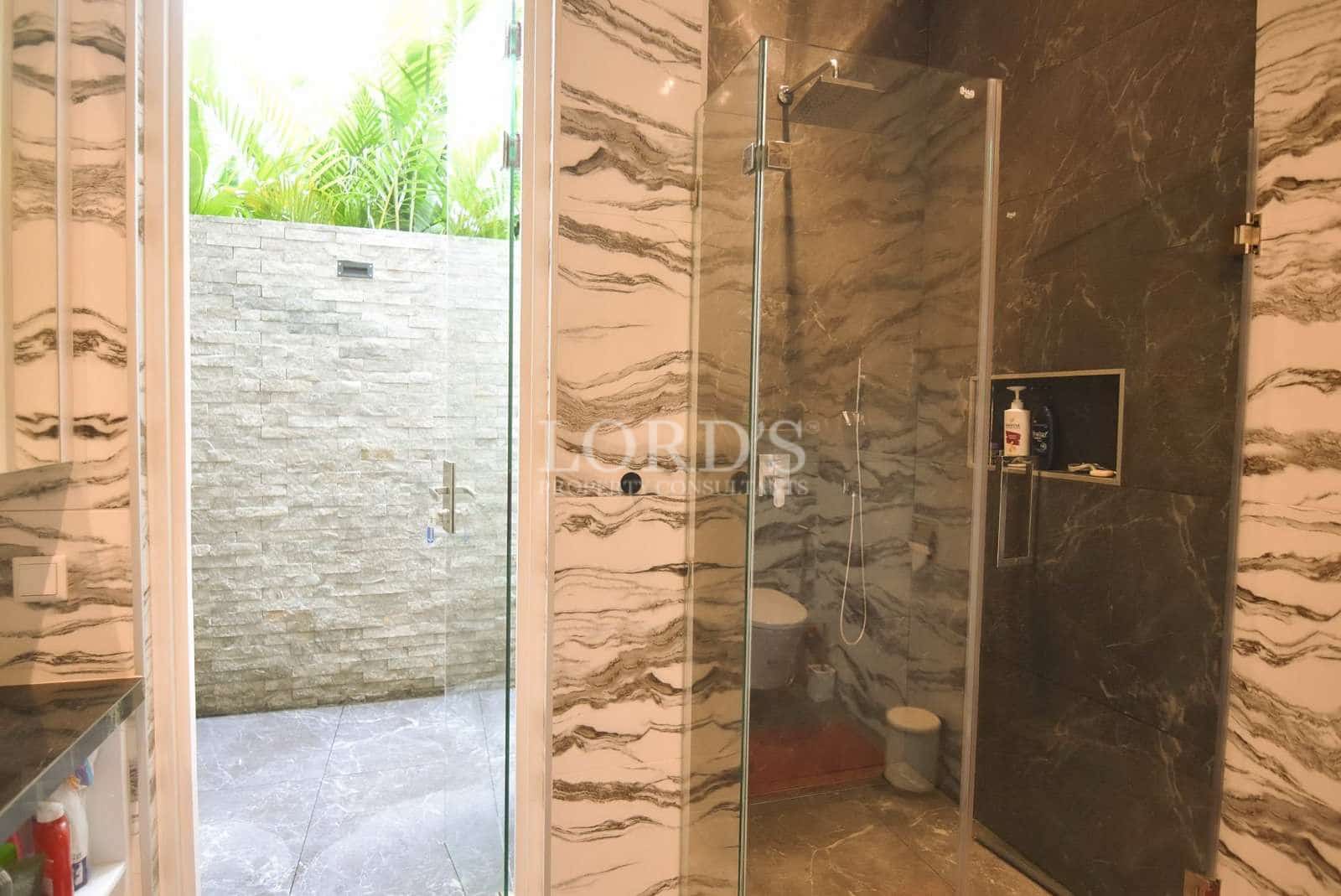 Modern bathroom with glass shower