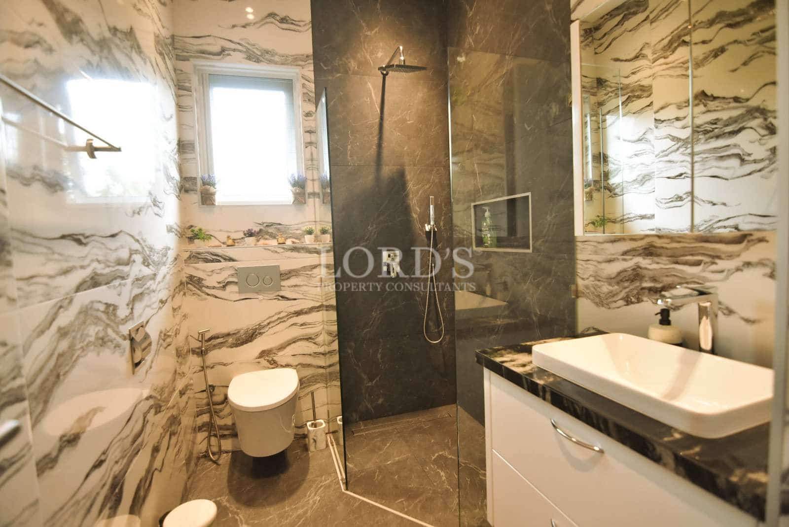 Modern bathroom with marble design