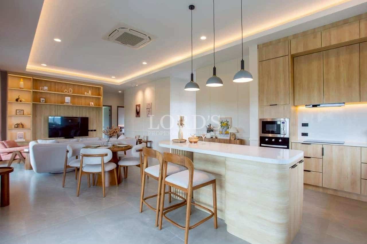 Modern kitchen with wooden accents