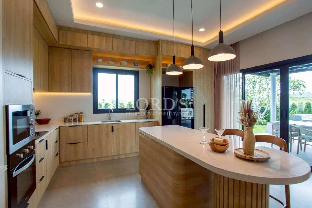Modern kitchen with wooden accents