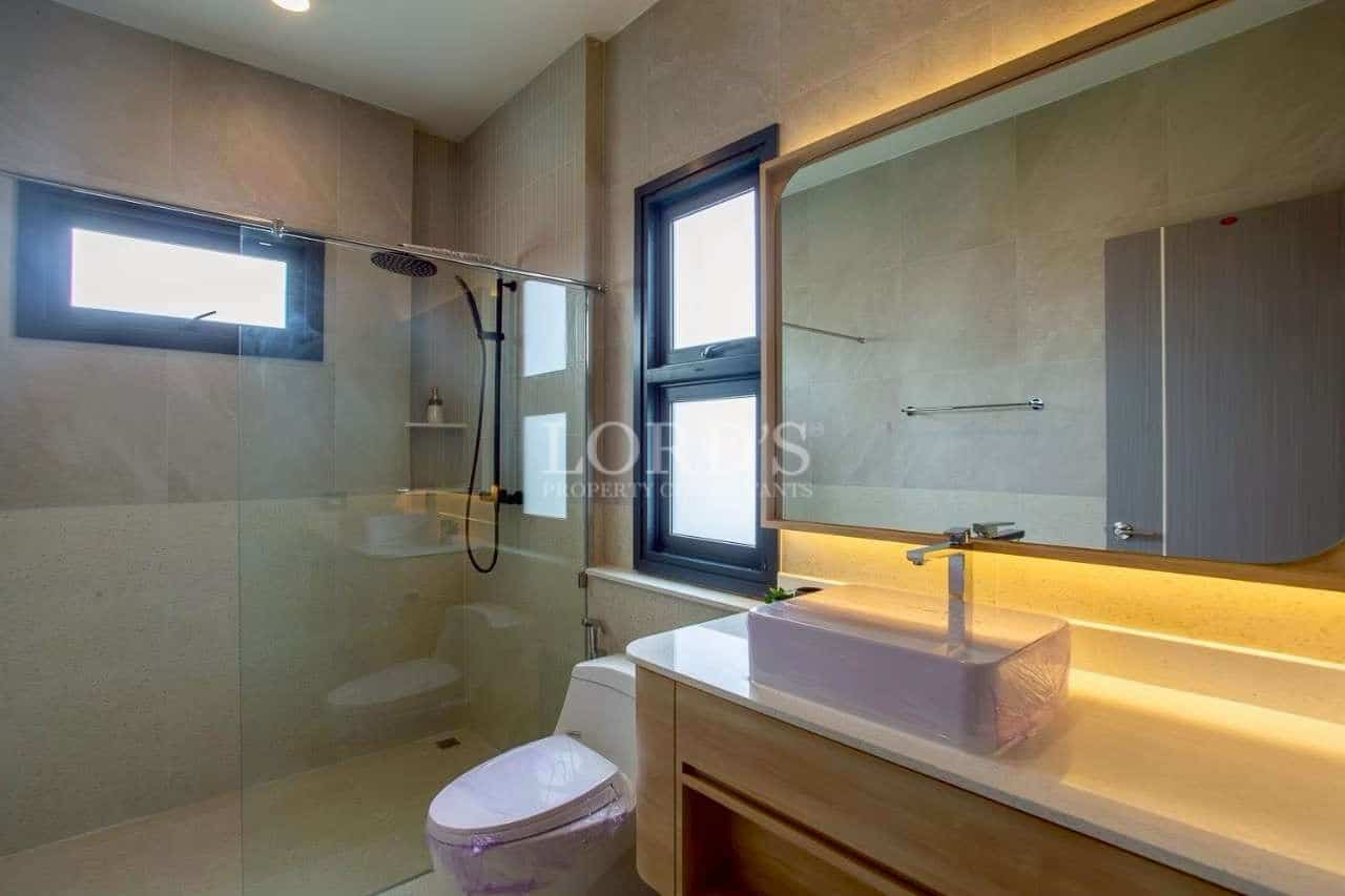 Modern bathroom with glass shower