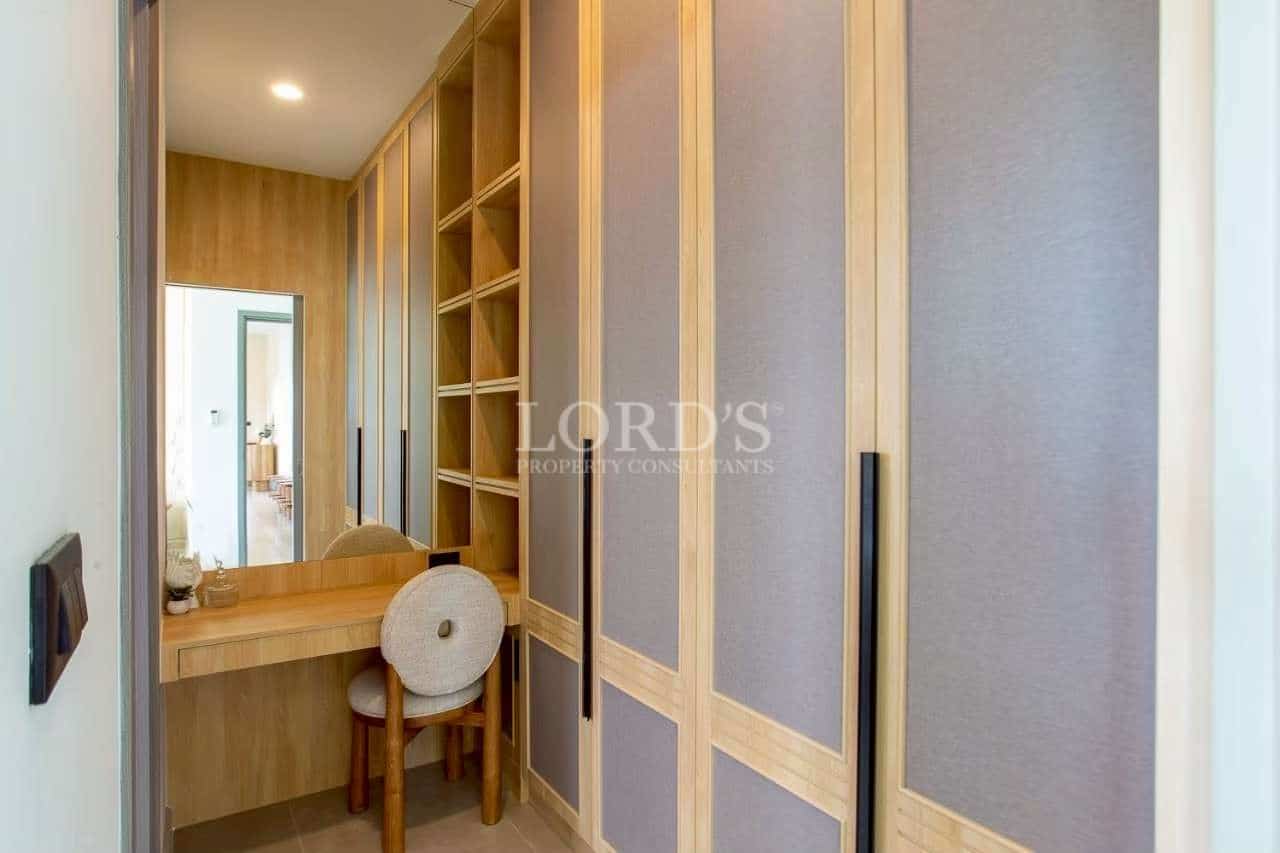 Modern room with wooden furniture