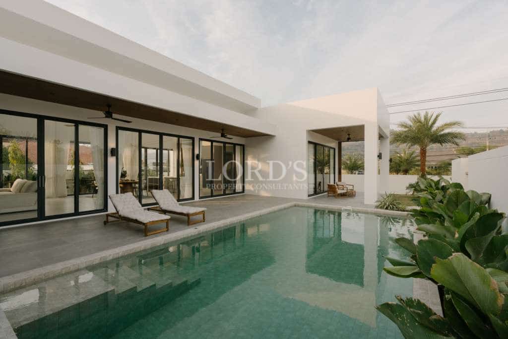 Modern living room with large windows