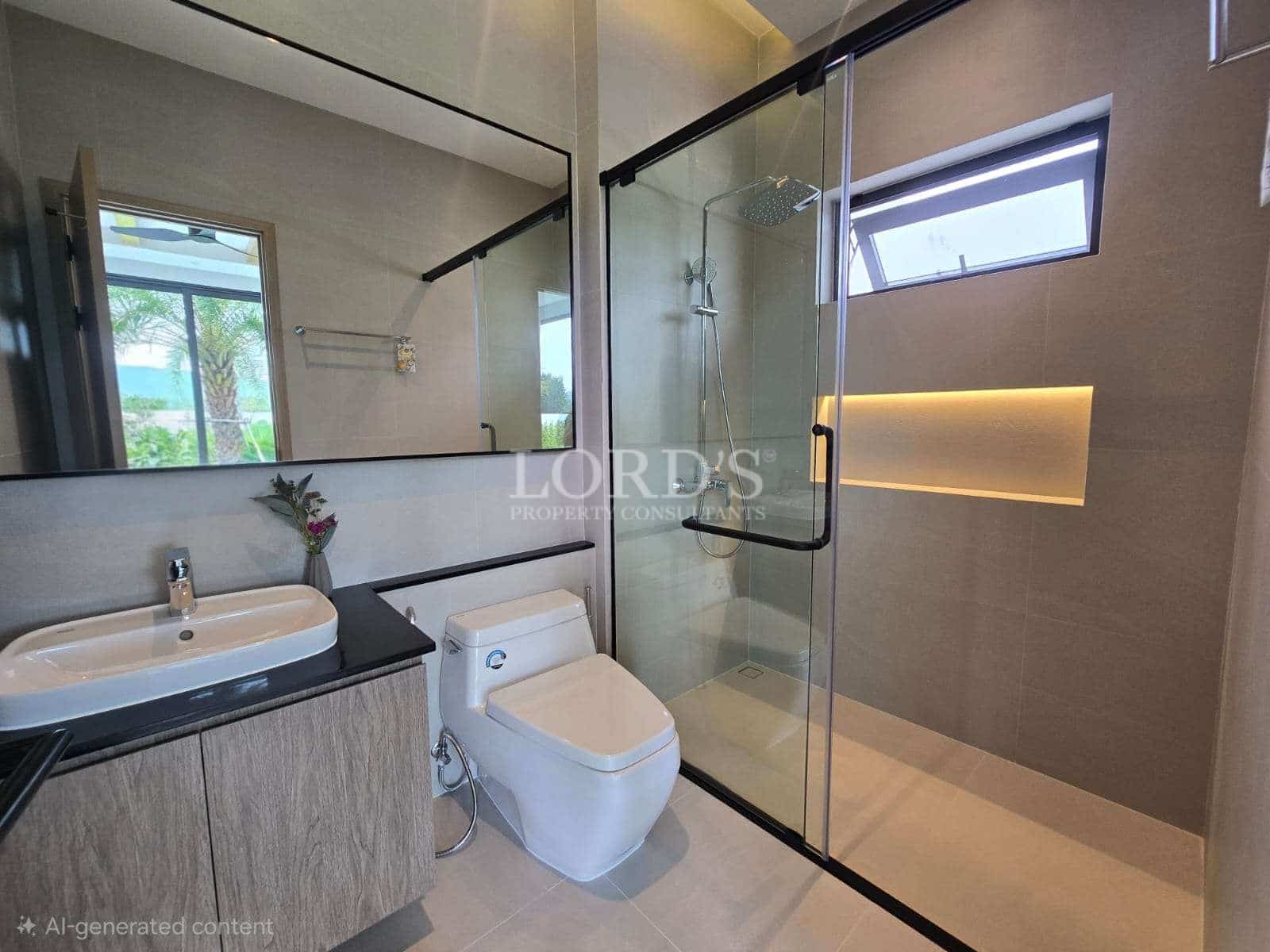 Modern bathroom with glass shower