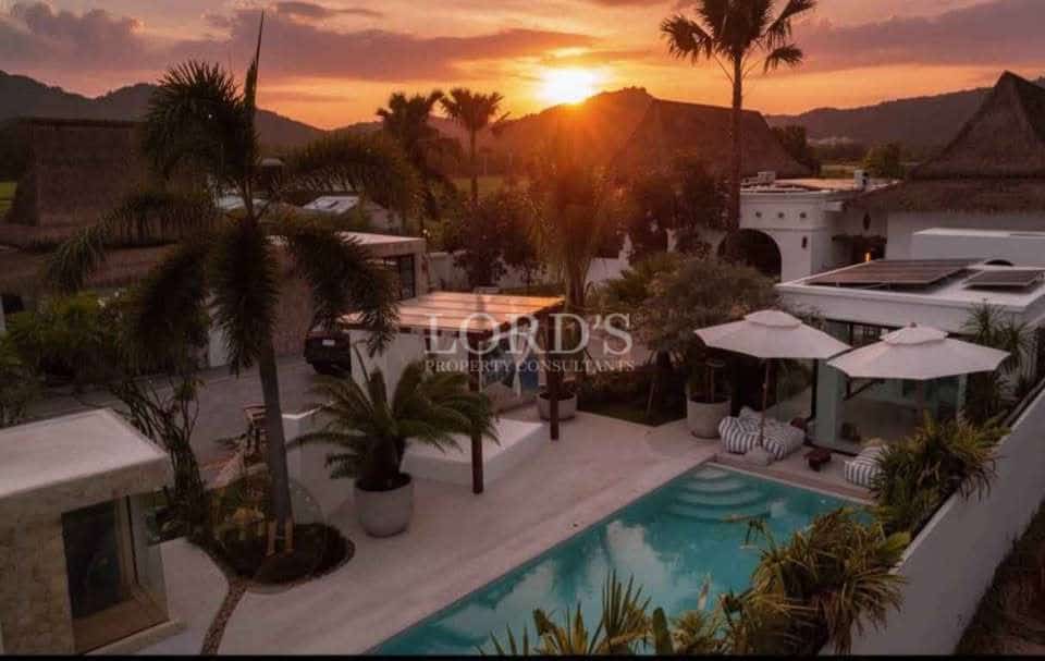 Luxury villa with sunset view