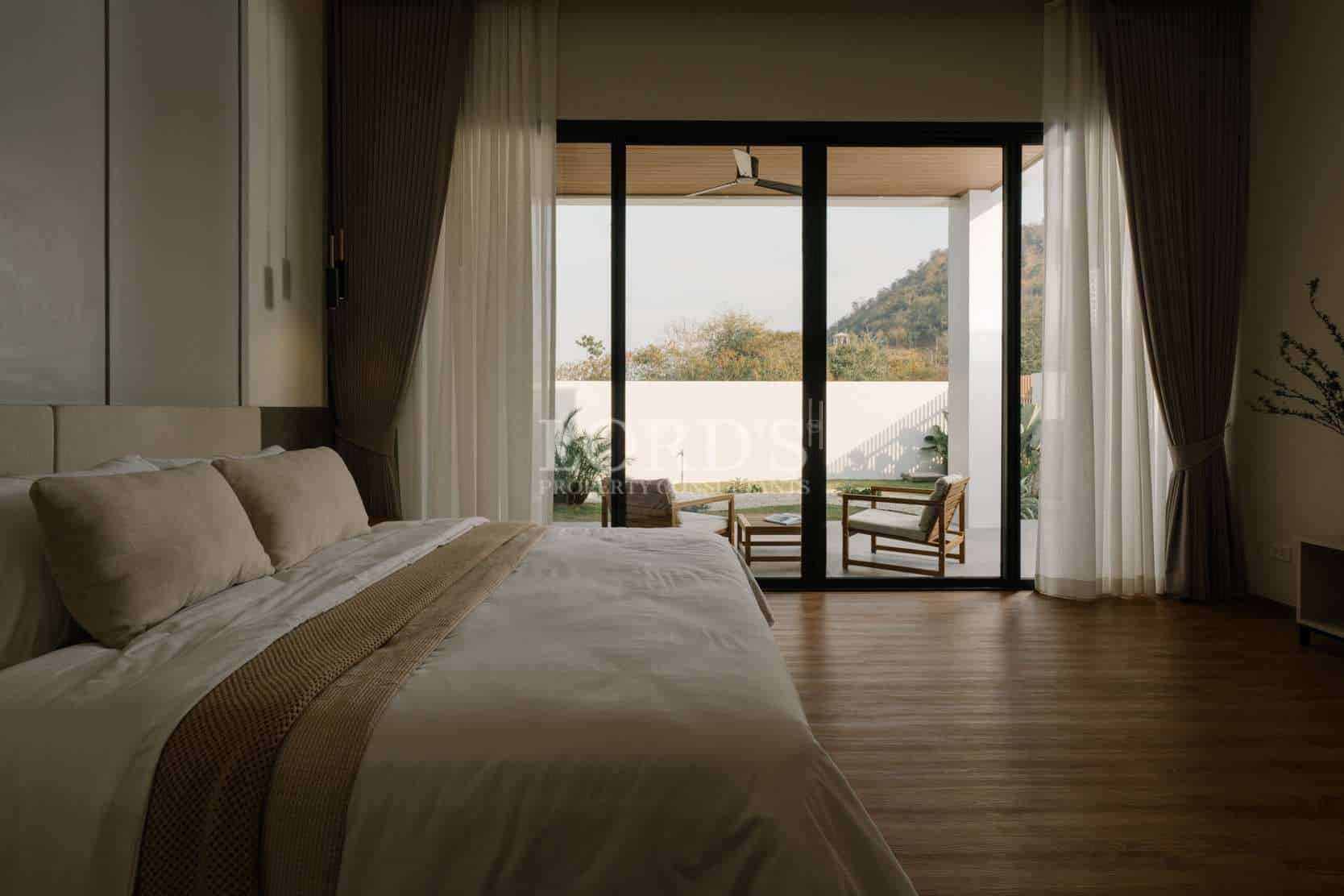 Modern bedroom with scenic view