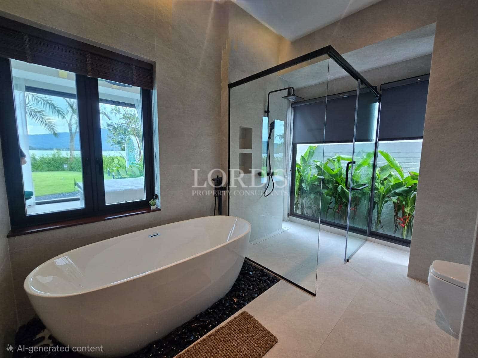 Modern bathroom with glass shower