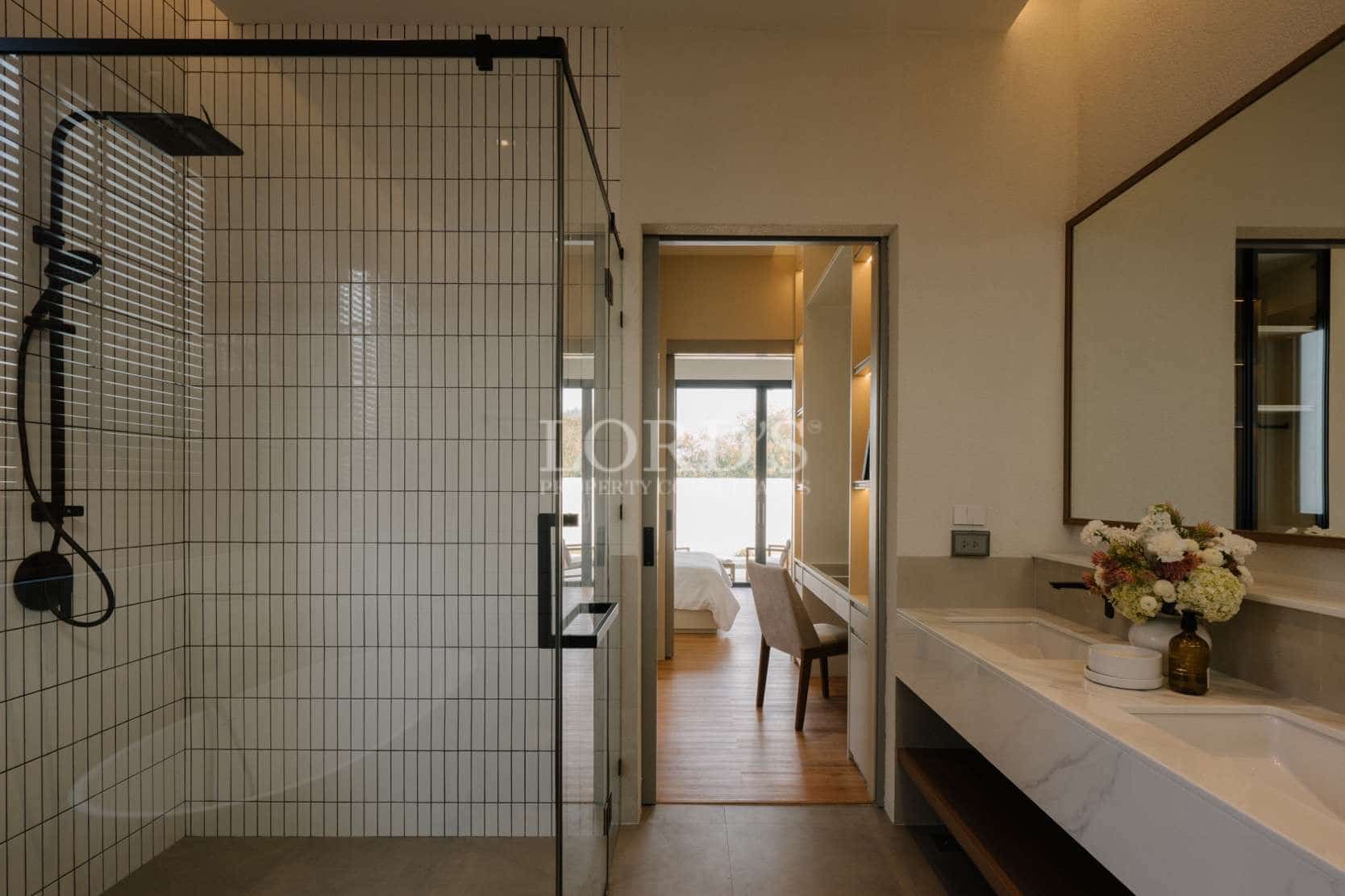 Modern bathroom with glass shower