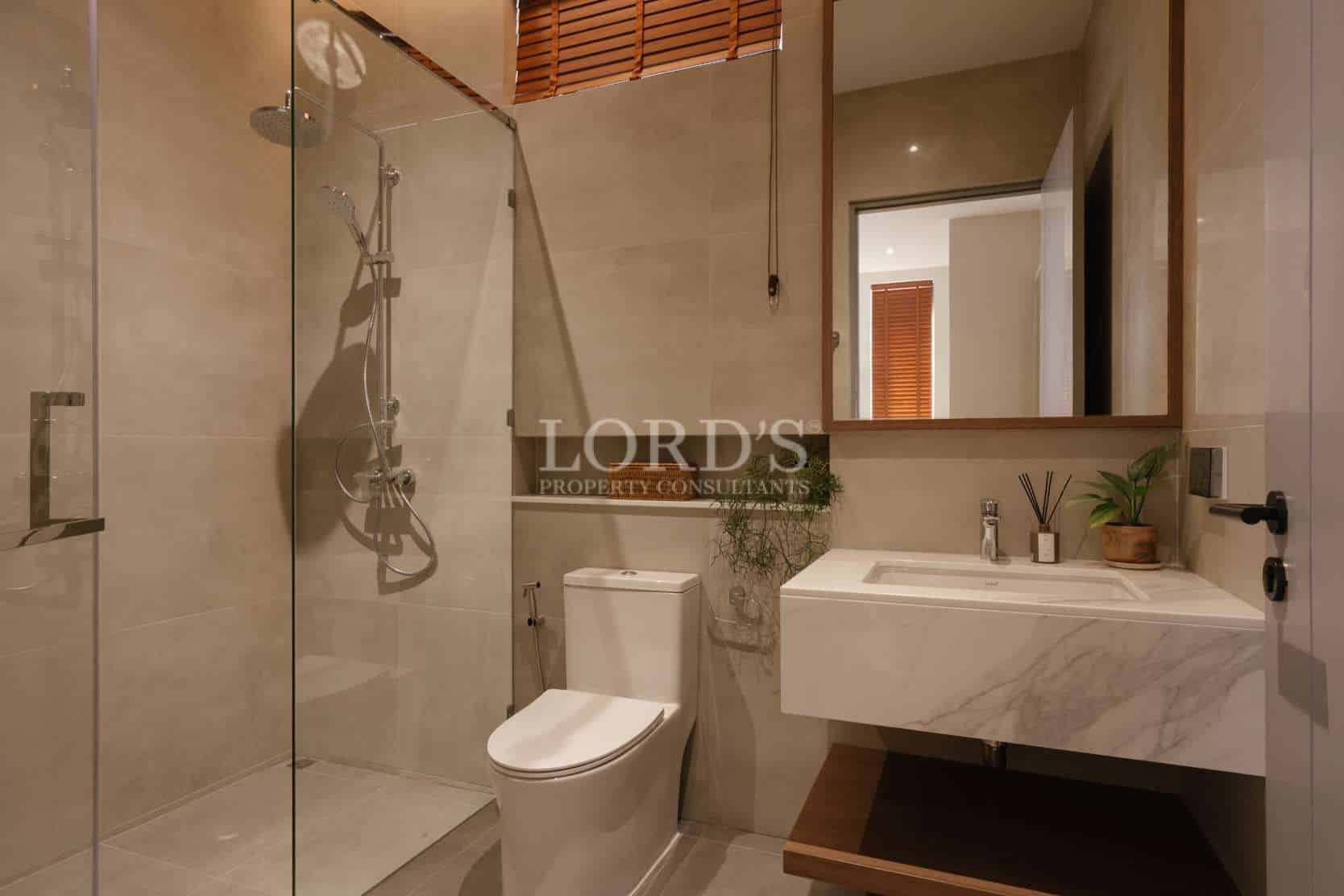 Modern bathroom with glass shower