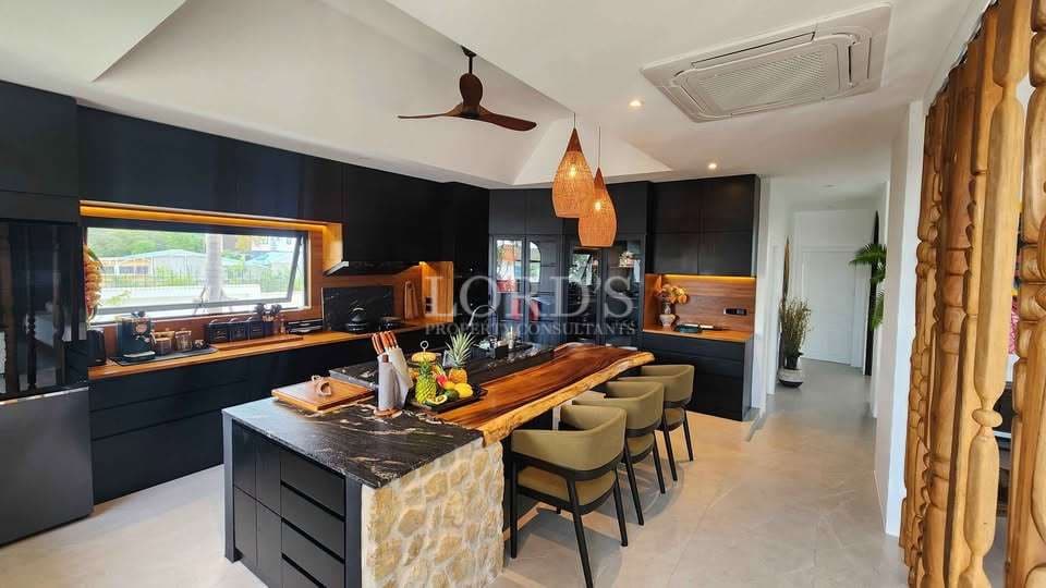 Modern kitchen with wooden accents