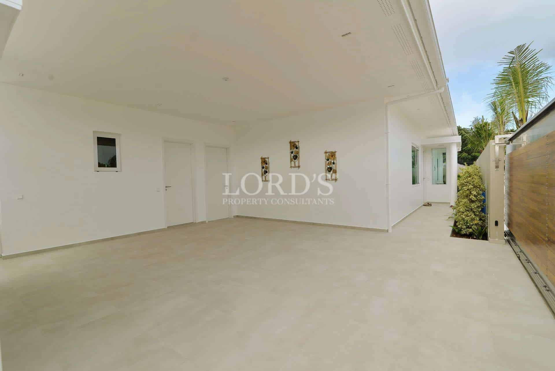 Empty modern interior space with windows