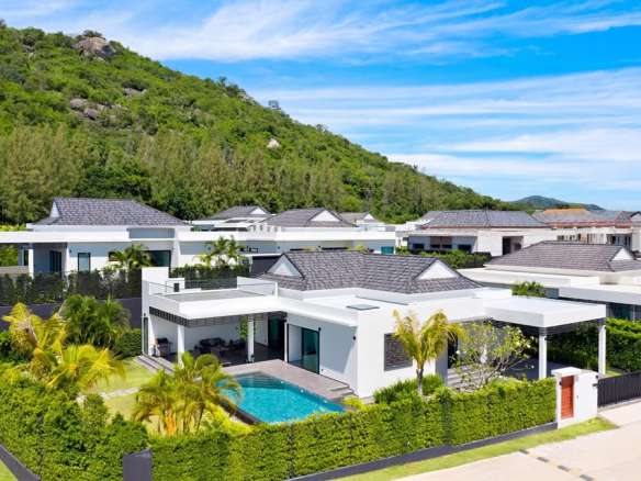 Modern villa with lush greenery