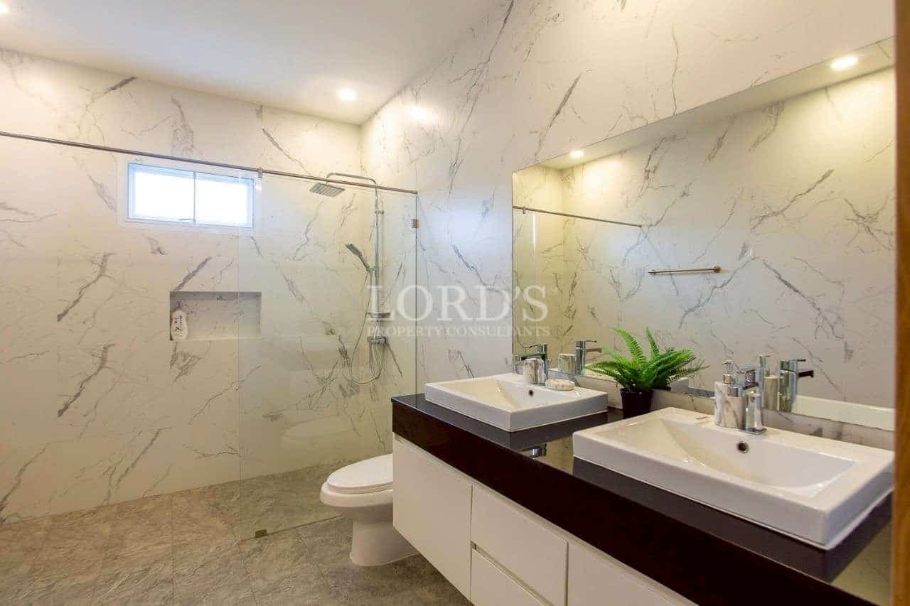 Modern bathroom with double sinks