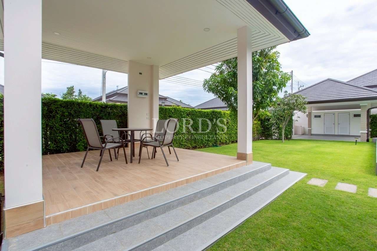 Outdoor patio with dining table