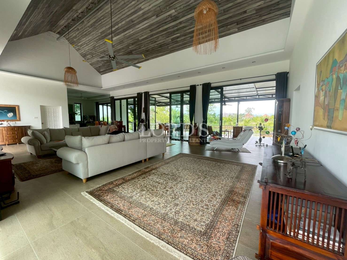 Spacious modern living room interior