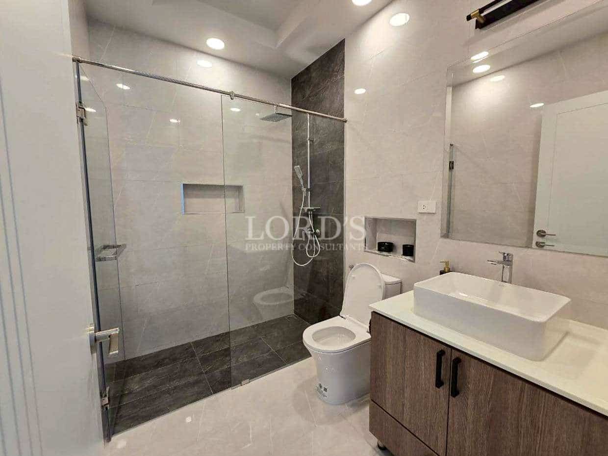 Modern bathroom with glass shower