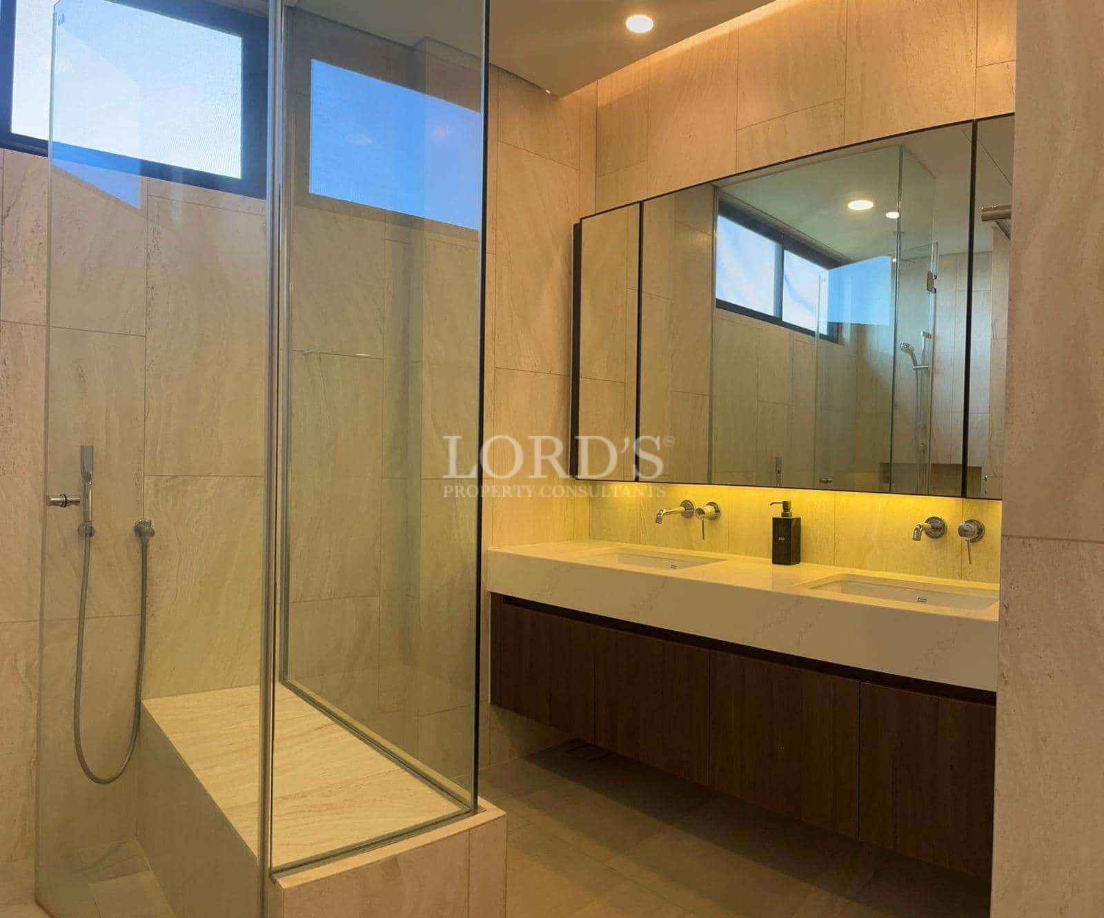 Modern bathroom with glass shower