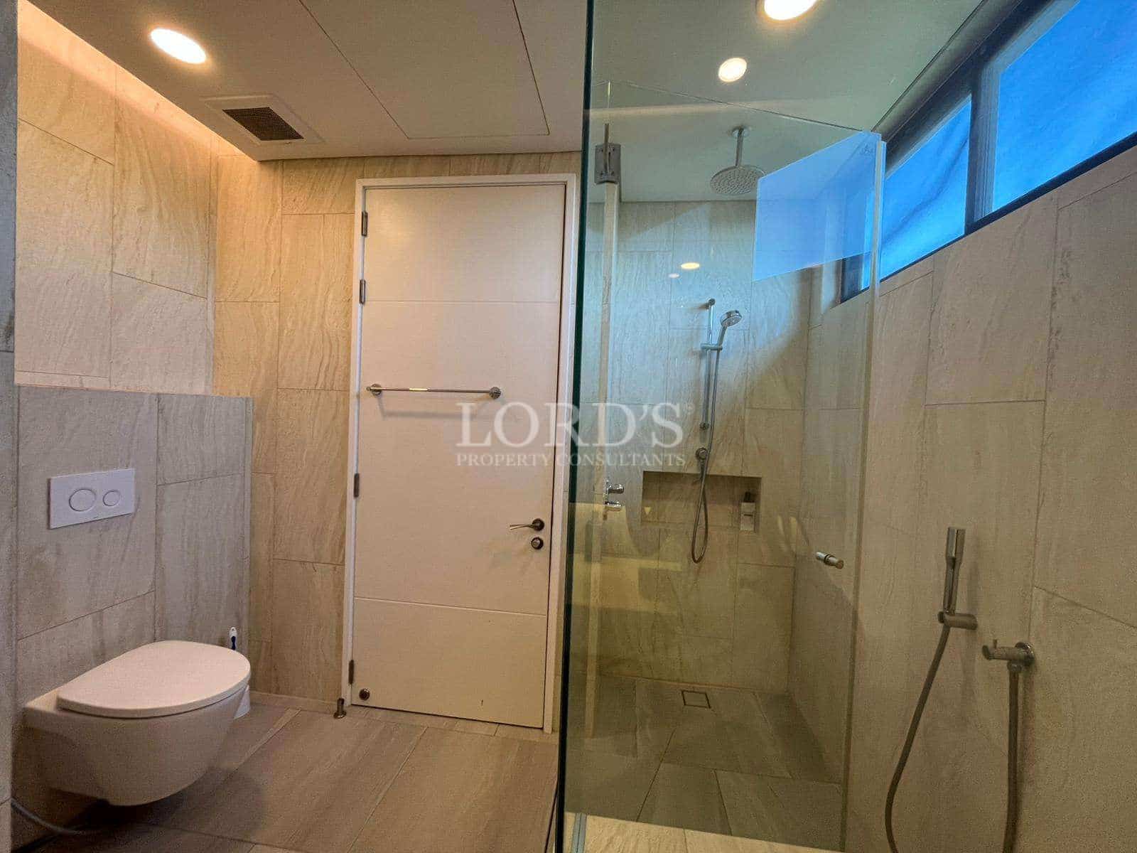 Modern bathroom with glass shower