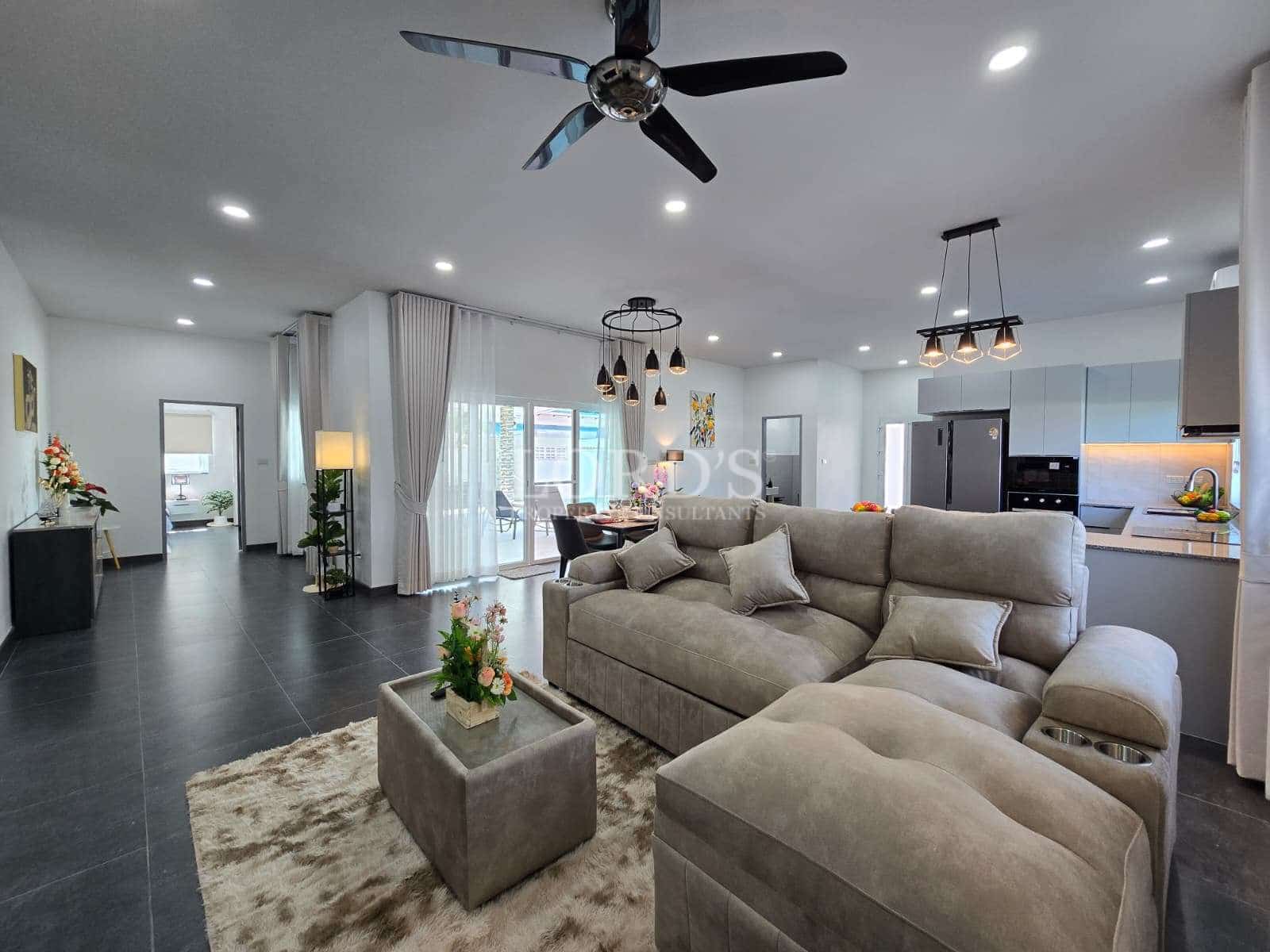 Modern living room with stylish furniture