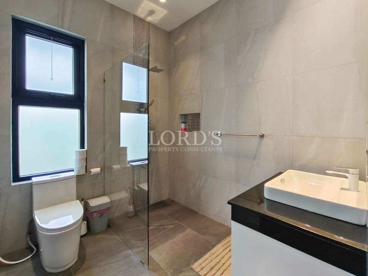 Modern bathroom with glass shower