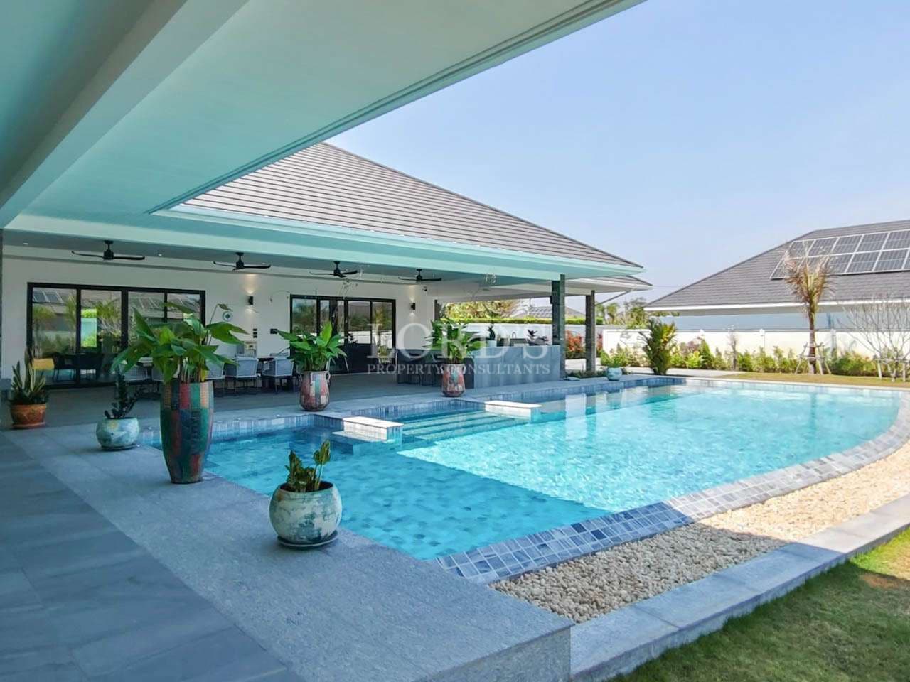 Modern house with pool and garden