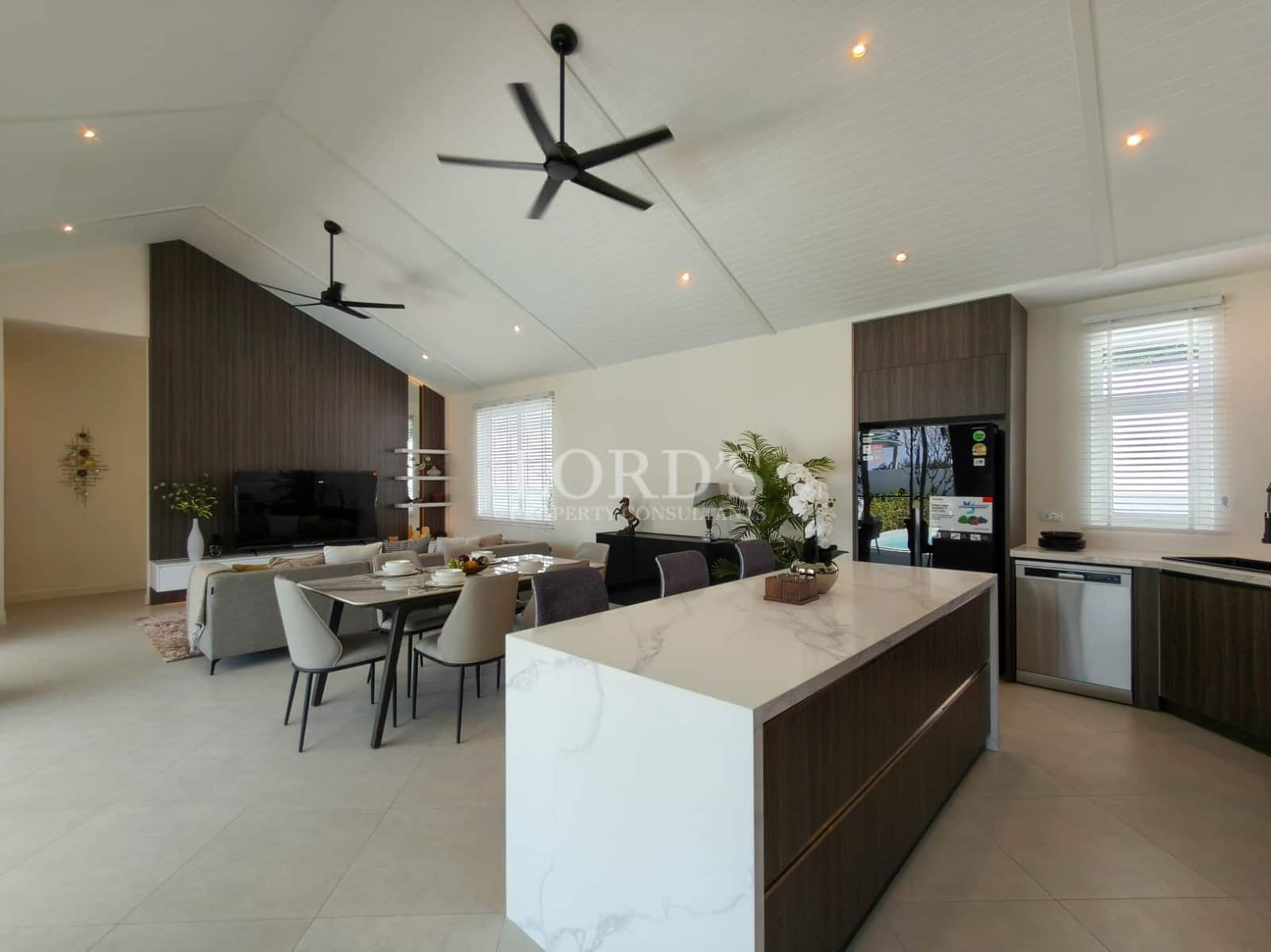 Modern kitchen and dining area