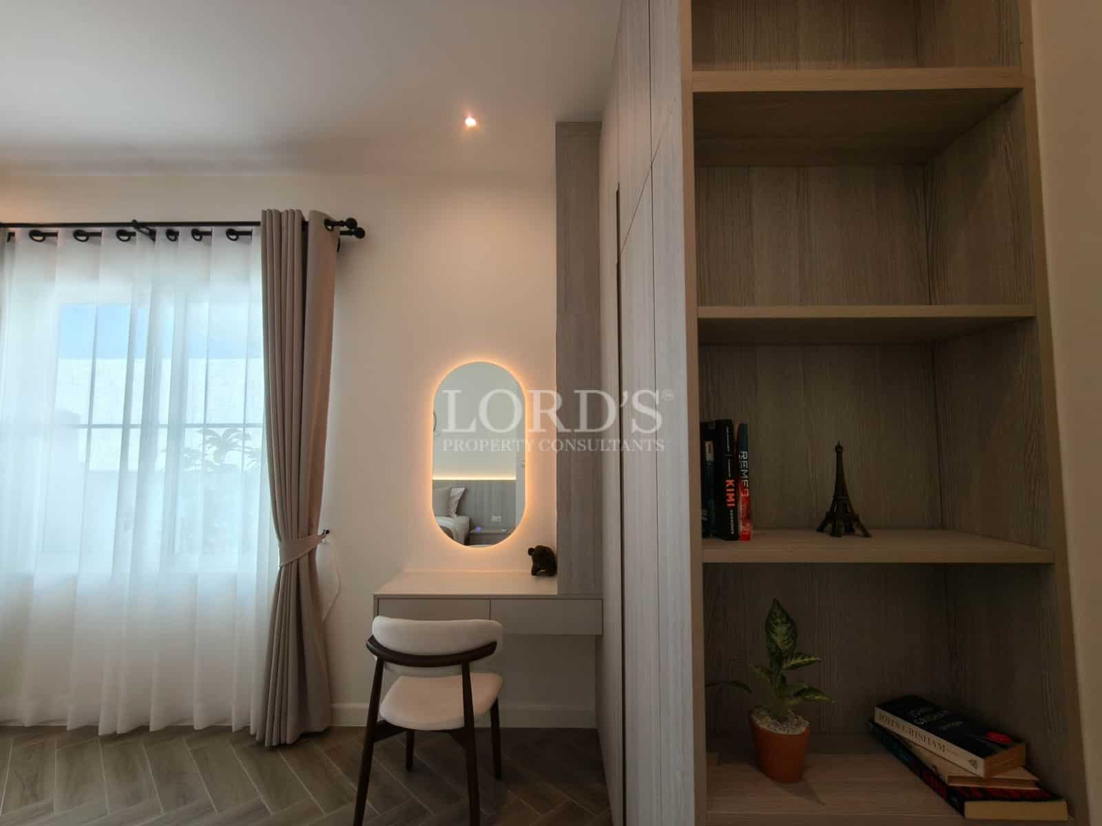 Modern room with mirror and decor