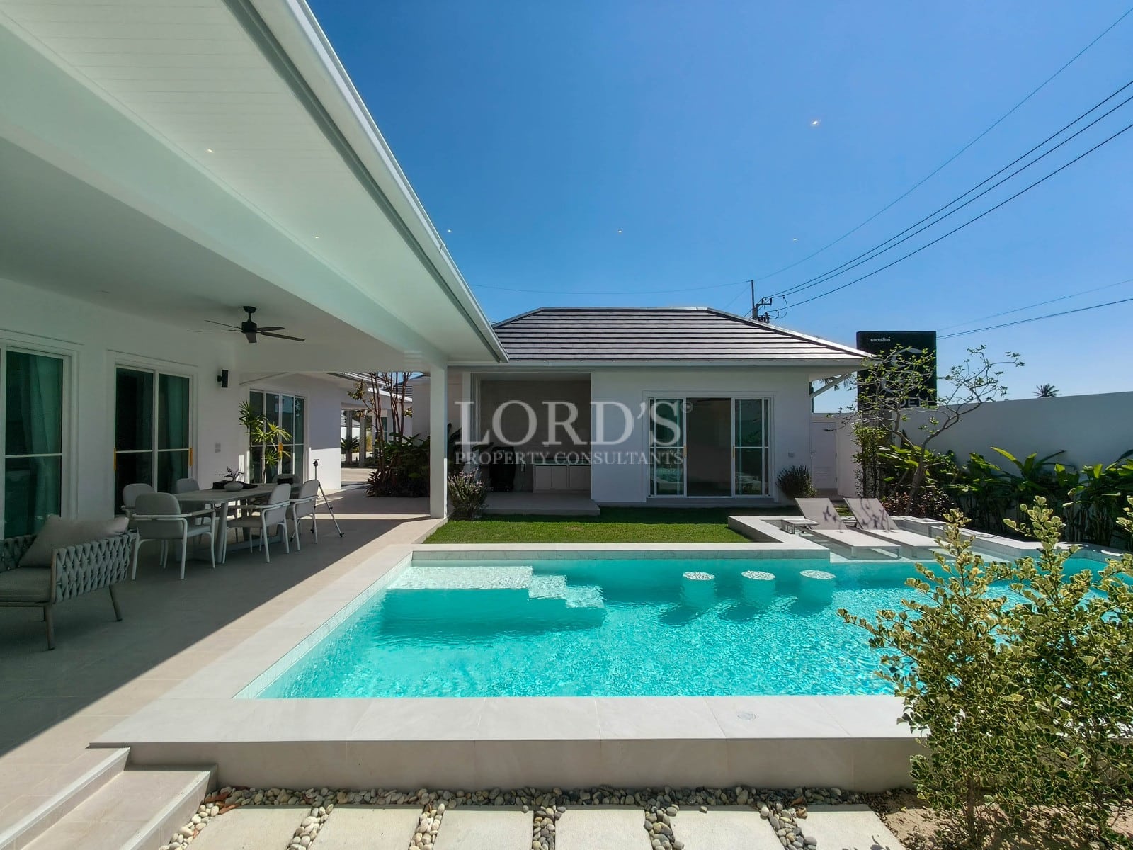 Modern house with pool and patio