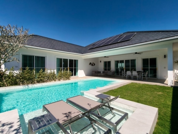 Modern villa with pool and patio